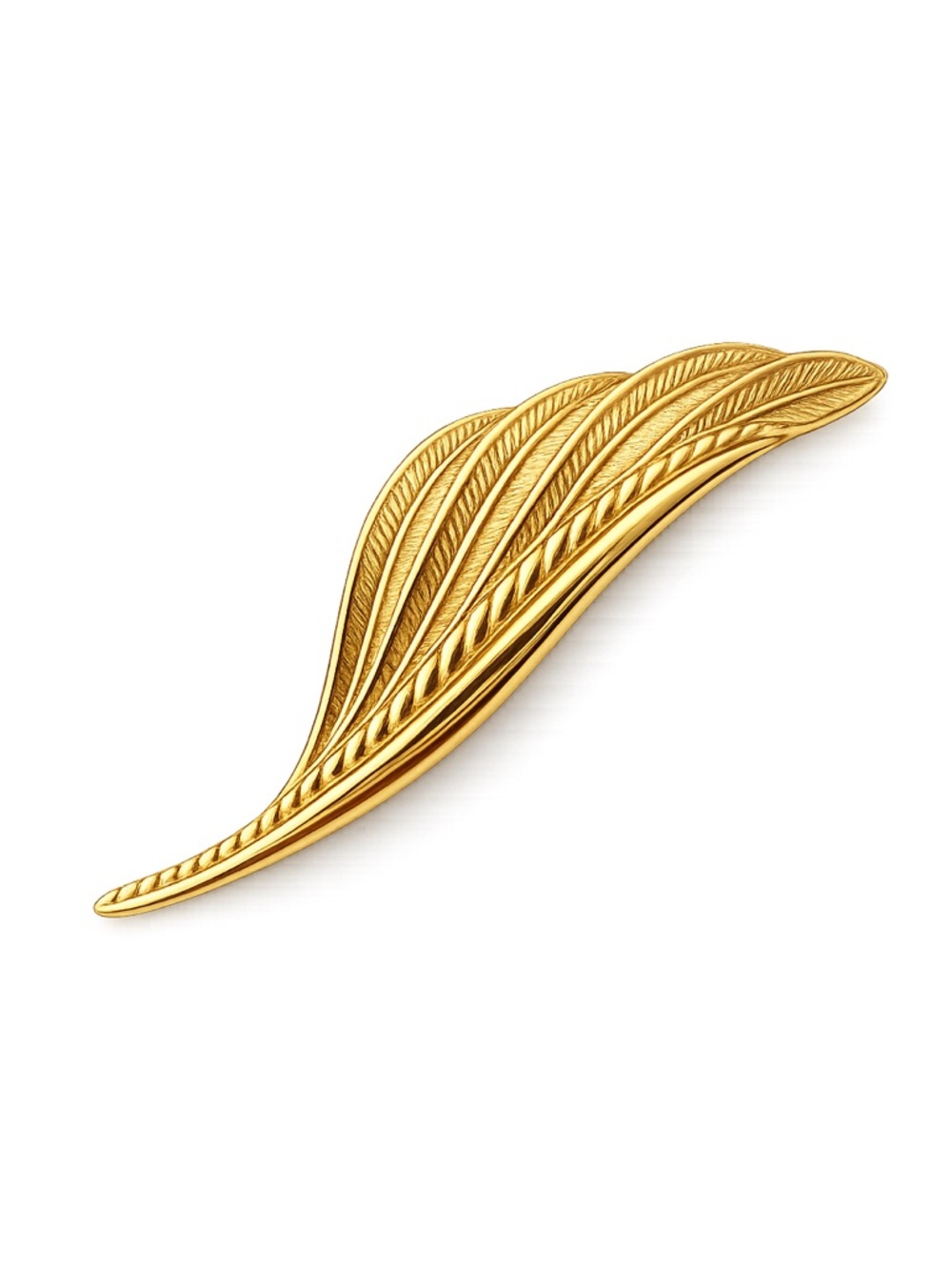 DIOR🔥 1980s Vintage Huge Large Vivid Textured Feather Leaf Gold Brooch
